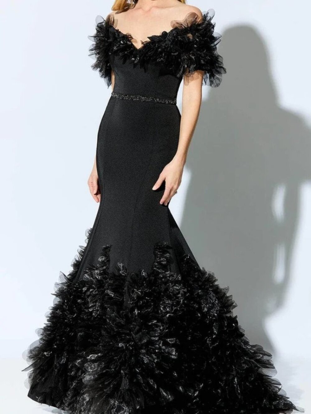 NWT Ivonne D ID909 Mother of the Bride Dress Black Size 8